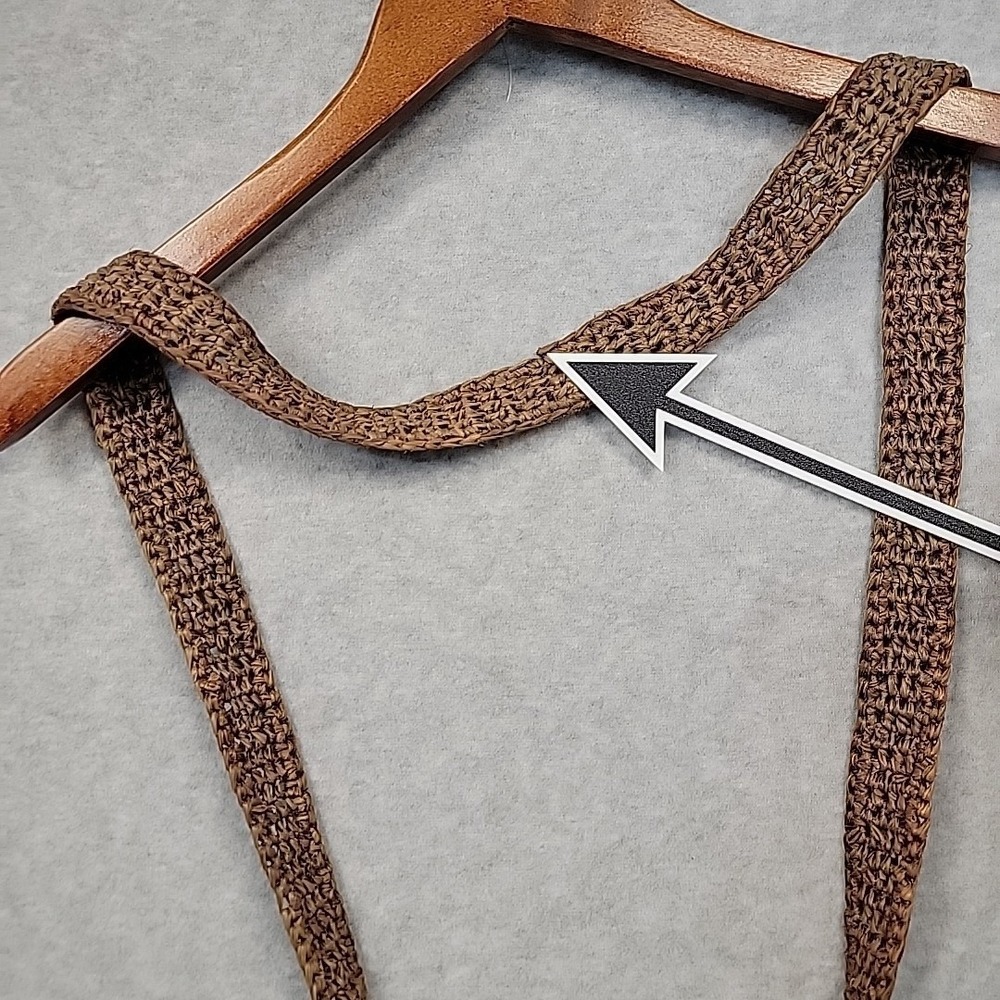 Kaminski Australia Brown Flat Sac 100% Raffia Crossbody Bag Handmade Madagascar - Picture 15 of 16
